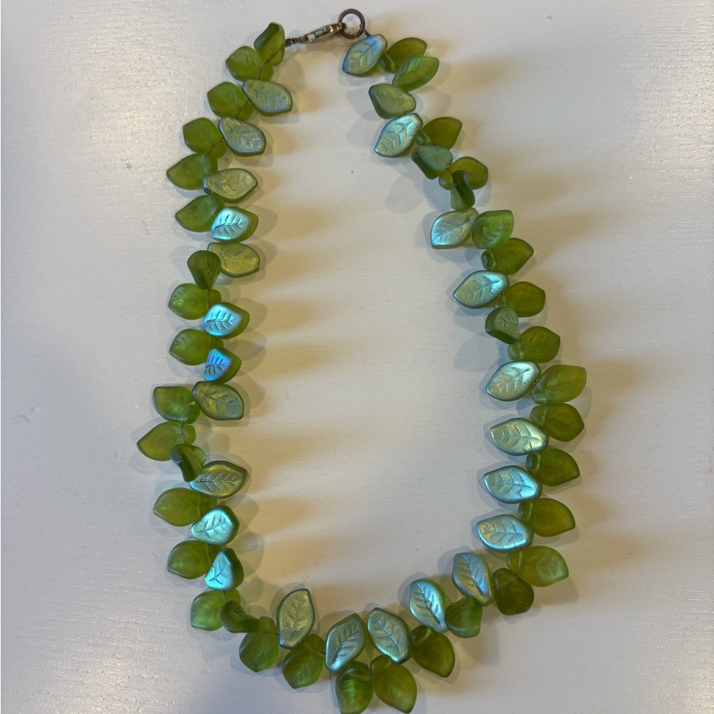 Vintage Green Leaf Necklace